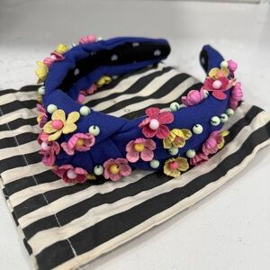 Lele Sadoughi Royal Blue Floral Garden Knotted Headband